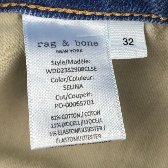 Rag & Bone Jeans 32 Womens High Rise Flare Raw Hem Stretch Blue Denim Boho - Picture 12 of 15